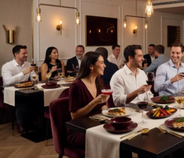 Warm dining room at Wonderstar s. r. o. with guests enjoying modern Australian dishes