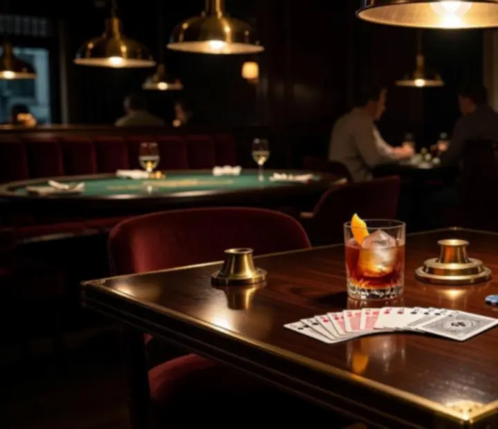 Cocktail on a poker table during a casino-style themed night at Wonderstar s. r. o.