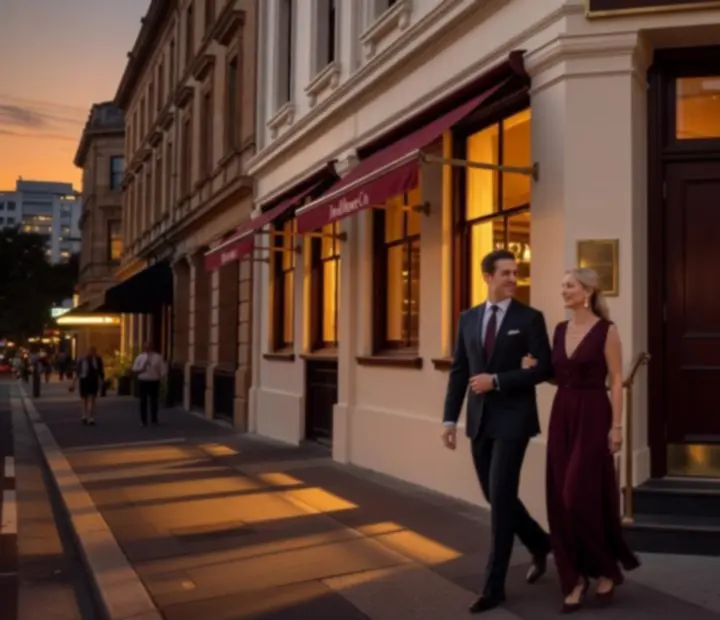 Wonderstar s. r. o. exterior at evening, warmly lit for late-night dining