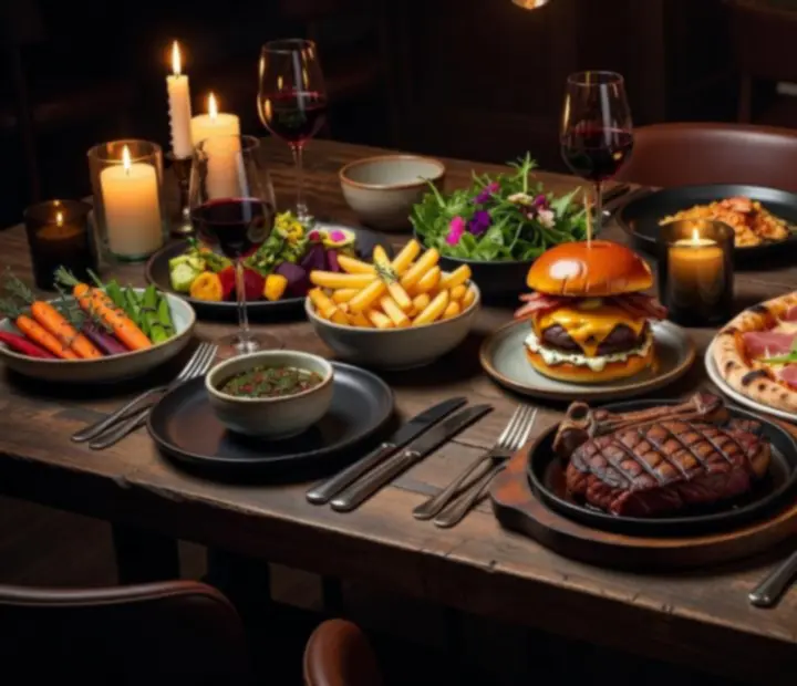 A selection of modern Australian dishes including grilled meats, seafood and shared plates.